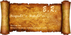 Bognár Rabán névjegykártya