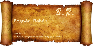 Bognár Rabán névjegykártya